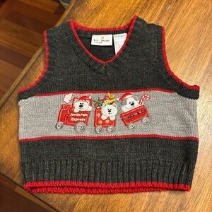 BT Kids Baby Christmas  Embroidered Pullover Sweater Vest Size 6/9M Preppy Cute